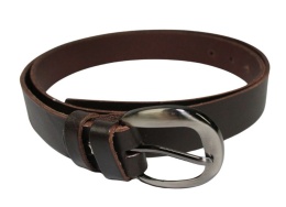 Pasek Damski Skórzany Gładki CEZ-MAR (PL) 30 mm Skóra Licowa Wąski CIEMNY CZEKOLADOWY 