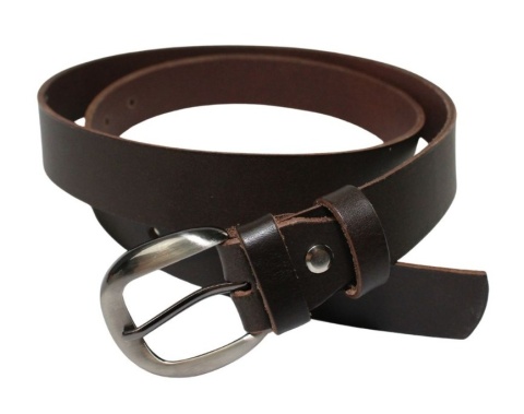 Pasek Damski Skórzany Gładki CEZ-MAR (PL) 30 mm Skóra Licowa Wąski CIEMNY CZEKOLADOWY 