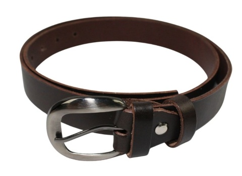 Pasek Damski Skórzany Gładki CEZ-MAR (PL) 30 mm Skóra Licowa Wąski CIEMNY CZEKOLADOWY 