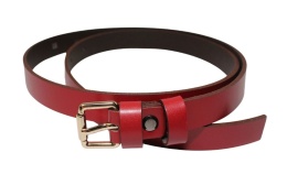 Pasek Damski Skórzany Gładki MASSIMO (PL) 20 mm BORDOWY Wąski Klamra Złota Z Rolką