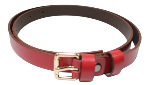 Pasek Damski Skórzany Gładki MASSIMO (PL) 20 mm BORDOWY Wąski Klamra Złota Z Rolką