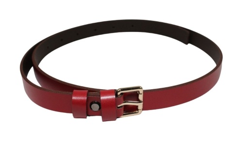 Pasek Damski Skórzany Gładki MASSIMO (PL) 20 mm BORDOWY Wąski Klamra Złota Z Rolką