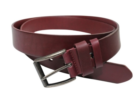 Pasek Skórzany Arucce (PL) Skóra Licowa EXTRA 40 mm BORDOWY Klamra z Rolką