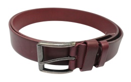 Pasek Skórzany Arucce (PL) Skóra Licowa EXTRA 40 mm BORDOWY Klamra z Rolką