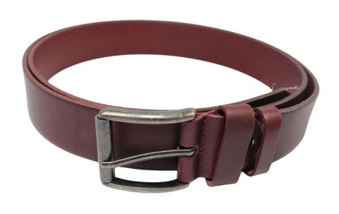 Pasek Skórzany Arucce (PL) Skóra Licowa EXTRA 40 mm BORDOWY Klamra z Rolką