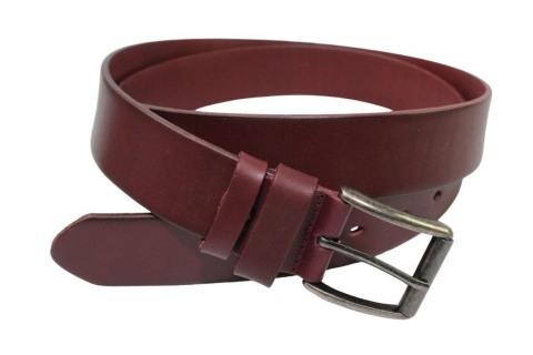 Pasek Skórzany Arucce (PL) Skóra Licowa EXTRA 40 mm BORDOWY Klamra z Rolką