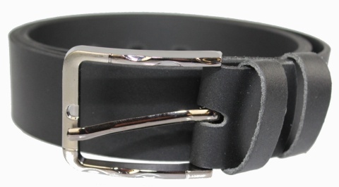 Pasek Skórzany COMPLEX (PL) CZARNY GŁADKI Z METALOWĄ KOŃCÓWKĄ Skóra NATURALNA DW EXTRA 40 mm