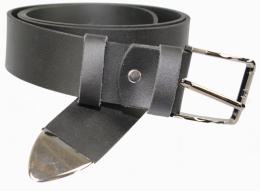 Pasek Skórzany COMPLEX (PL) CZARNY GŁADKI Z METALOWĄ KOŃCÓWKĄ Skóra NATURALNA DW EXTRA 40 mm