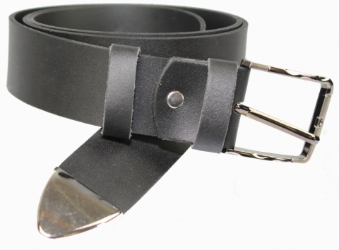 Pasek Skórzany COMPLEX (PL) CZARNY GŁADKI Z METALOWĄ KOŃCÓWKĄ Skóra NATURALNA DW EXTRA 40 mm