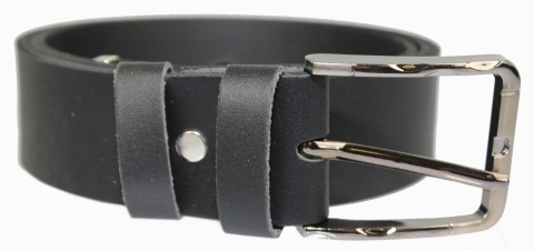 Pasek Skórzany COMPLEX (PL) CZARNY GŁADKI Z METALOWĄ KOŃCÓWKĄ Skóra NATURALNA DW EXTRA 40 mm