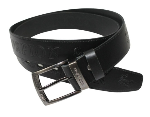 Pasek Skórzany COMPLEX (PL) Tłoczony Napis "SCORPION" Skóra Naturalna EXTRA DW 40 mm CZARNY