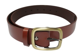 Pasek Skórzany Damski Arucce (PL) Skóra Naturalna EXTRA Gładki 40 mm  BRĄZOWY Miedziana Klamra