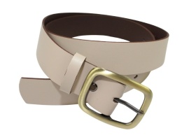 Pasek Skórzany Damski Arucce (PL) Skóra Naturalna EXTRA Gładki 40 mm CAPPUCINO Miedziana Klamra