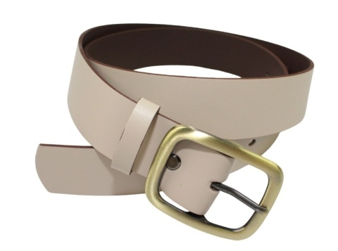 Pasek Skórzany Damski Arucce (PL) Skóra Naturalna EXTRA Gładki 40 mm CAPPUCINO Miedziana Klamra