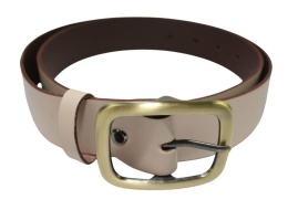 Pasek Skórzany Damski Arucce (PL) Skóra Naturalna EXTRA Gładki 40 mm CAPPUCINO Miedziana Klamra