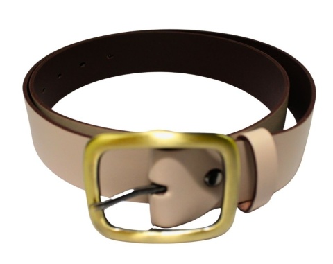 Pasek Skórzany Damski Arucce (PL) Skóra Naturalna EXTRA Gładki 40 mm CAPPUCINO Miedziana Klamra