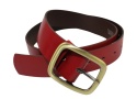 Pasek Skórzany Damski Arucce (PL) Skóra Naturalna EXTRA Gładki 40 mm CIEMNY CZERWONY Miedziana Klamra