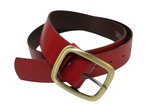 Pasek Skórzany Damski Arucce (PL) Skóra Naturalna EXTRA Gładki 40 mm CIEMNY CZERWONY Miedziana Klamra