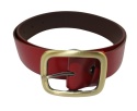 Pasek Skórzany Damski Arucce (PL) Skóra Naturalna EXTRA Gładki 40 mm CIEMNY CZERWONY Miedziana Klamra