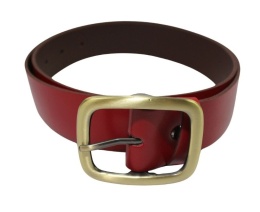 Pasek Skórzany Damski Arucce (PL) Skóra Naturalna EXTRA Gładki 40 mm CIEMNY CZERWONY Miedziana Klamra