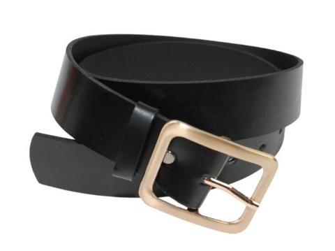 Pasek Skórzany Damski Arucce (PL) Skóra Naturalna EXTRA Gładki 40 mm  CZARNY Mosiężna Klamra