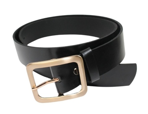 Pasek Skórzany Damski Arucce (PL) Skóra Naturalna EXTRA Gładki 40 mm  CZARNY Mosiężna Klamra