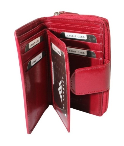 Portfel Damski Skóra Naturalna El Forrest Średni Z Suwakiem Piórnik 821 480 RFID BORDOWY 13,5 x 8,5 x 3,5 [cm]