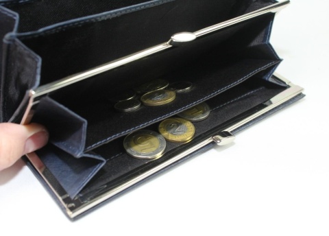 Portfel Damski Skórzany El Forest (PL) Klamra Skóra Bydlęca RFID 809 38 GRANATOWY 18 x 9,5 x 3 [cm]