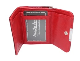 Portfel Damski Skórzany Rovicky (PL) Skóra Naturalna Lakierowany Mały Z Klamrą RFID RH-32 CZERWONY 9,5 x 7,5 x 3 [cm]