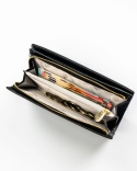 Portfel Damski Skórzany Peterson Aksamitny Długi Z Suwakiem Na Zewnątrz RFID PTN-PS1431 CZARNY 19,5 x 10 x 3,5 [cm]