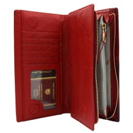 Portfel Damski Skórzany Peterson Aksamitny Długi Z Suwakiem Na Zewnątrz RFID PTN-PS1431 CZARNY 19,5 x 10 x 3,5 [cm]