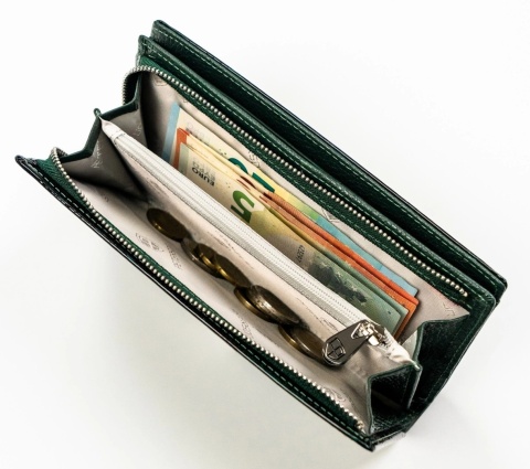 Portfel Damski Skórzany Peterson Aksamitny Długi Z Suwakiem Na Zewnątrz RFID PTN-PS1431 CZARNY 19,5 x 10 x 3,5 [cm]