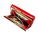 Portfel Damski Skórzany Rovicky (PL) Skóra Naturalna Lakierowany Mały Z Klamrą RFID RH-32 CZERWONY 9,5 x 7,5 x 3 [cm]