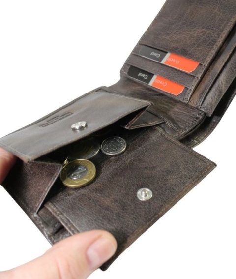 Portfel Męski PIERRE CARDIN Skóra Licowa Duży Poziomy Bez Zapięcia Jedno Skrzydełko 18063 ,,MOZAJKA,, 12 x 9,5 x 2,5 [cm]