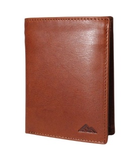 Portfel Męski Skórzany EL FORREST Skóra Bydlęca Duży Pionowy Bez Zapięcia Jedno Skrzydełko Dodatkowy Suwak RFID 896 26 KONIAKOWY