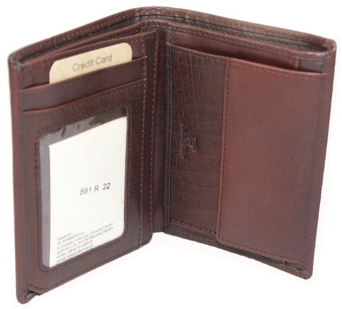 Portfel Męski EL FORREST Skóra Bydlęca Duży Pionowy Bez Zapięcia Jedno Skrzydełko RFID 861 CZEKOLADOWY 13,5 x 10 x 2,5 cm