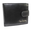 Portfel Męski Skórzany PIERRE CARDIN Skóra Licowa Mały Poziomy Z Zapinką Dwa Skrzydełka 323A CZARNY 10,5 x 9 x 2 [cm]