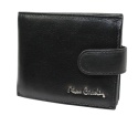 Portfel Męski Skórzany PIERRE CARDIN Skóra Licowa Mały Poziomy Z Zapinką Dwa Skrzydełka 323A CZARNY 10,5 x 9 x 2 [cm]