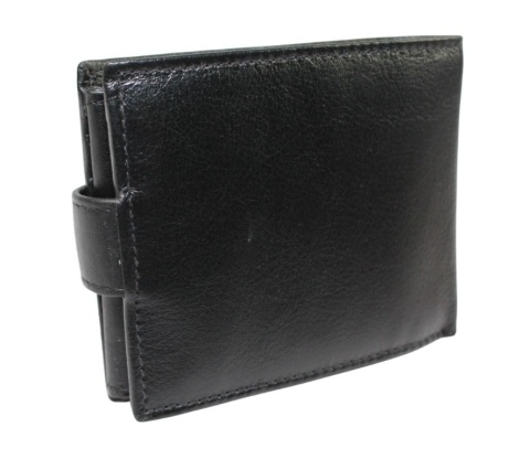 Portfel Męski Skórzany PIERRE CARDIN Skóra Licowa Mały Poziomy Z Zapinką Dwa Skrzydełka 323A CZARNY 10,5 x 9 x 2 [cm]