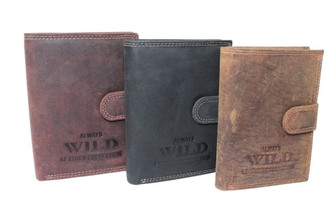 Portfel Męski Skórzany WILD Skóra Licowa Zamszowa Duży Pionowy Z Zapięciem RIFD 8949 12,5 x 10,5 x 2 [cm]