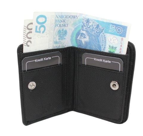 Portfel Skórzany Bułeczka Mini Money Maker Skóra Licowa  Suwak RFID 514B 11 x 8 x 2,5 [cm]