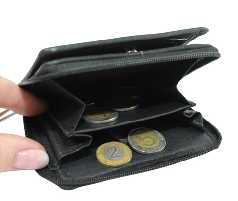 Portfel Skórzany Bułeczka Mini Money Maker Skóra Licowa  Suwak RFID 514B 11 x 8 x 2,5 [cm]