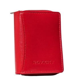 Portfel Skórzany Rovicky Bułeczka Skóra Naturalna Z Suwakiem R-RD-34 CZERWONY 8 x 10 x 2,5 [cm]