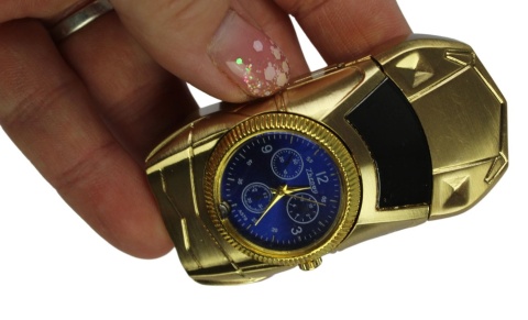 Praktyczna Elegancka Zapalniczka Żarowa Samochodzik Z Ekskluzywnym Zegarkiem CZARNA QL-268 20196