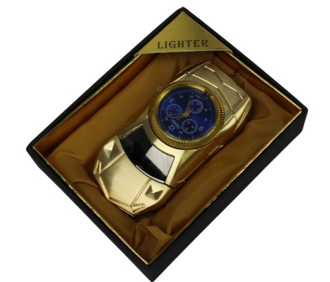Praktyczna Elegancka Zapalniczka Żarowa Samochodzik Z Ekskluzywnym Zegarkiem SREBRNA QL-268 20196