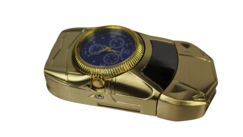 Praktyczna Elegancka Zapalniczka Żarowa Samochodzik Z Ekskluzywnym Zegarkiem SREBRNA QL-268 20196