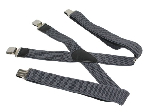 Szelki Do Spodni Polska Galanteria (PL) Z Materiału Regulowane Podwójne Typ X GRAFITOWY