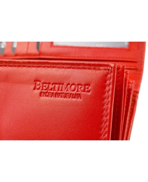 Damski Skórzany Portfel BELTIMORE Klapka Na Bilon Długi Skóra Licowa Solidny W Eleganckim Pudełku RIFD BTM042 17,5 x 9,5 [cm]