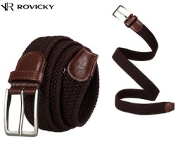 Pasek Gumowa Plecionka Rovicky (PL) Super Rozciągliwy 35 mm Klamra Tradycyjna Antyalergiczna Szeroki Zakres Zapinania CZEKOLADA