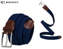 Pasek Gumowa Plecionka Rovicky (PL) Super Rozciągliwy 35 mm Klamra Tradycyjna Antyalergiczna Szeroki Zakres Zapinania GRANATOWY
